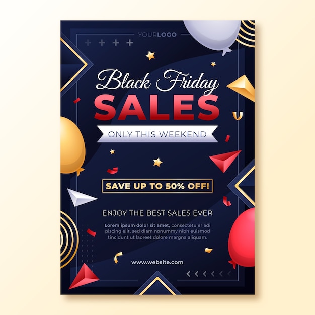 Gradient black friday vertical poster template