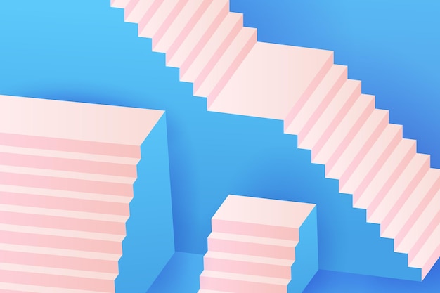 Gradient blue 3d stairs background