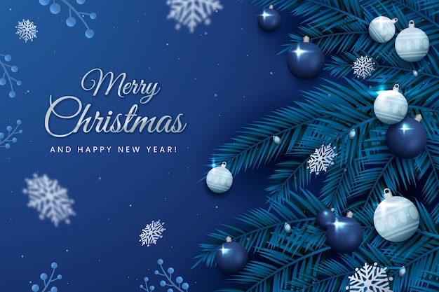 Бесплатное векторное изображение Градиент синего и серебряного рождественского фона