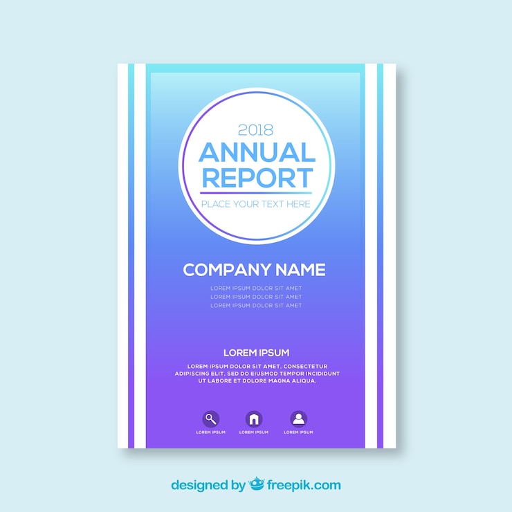 Free Vector gradient blue annual report cover template