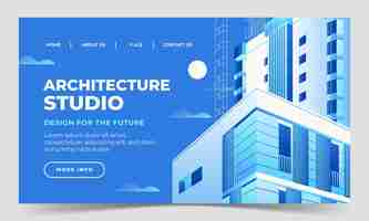 無料ベクター グラデーションブルーアーキテクトランディングページテンプレート