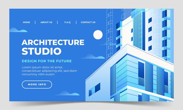 Gradient blue architect landing page template