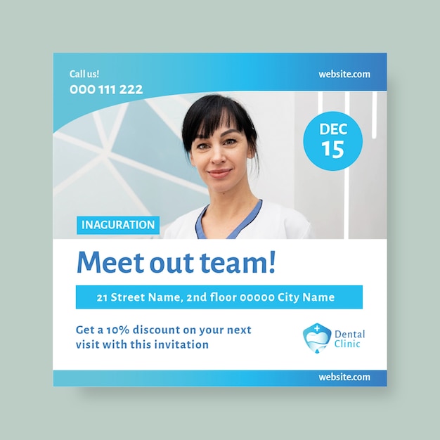 gradient blue dental clinic inauguration invitation