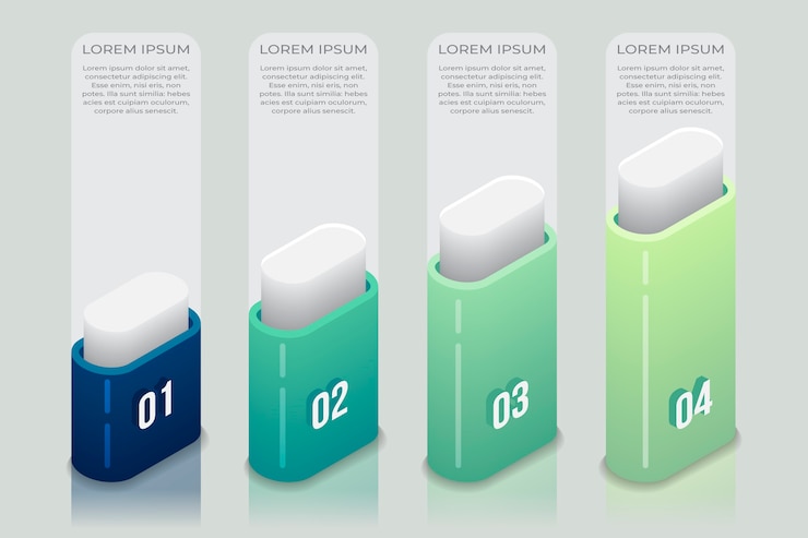 Free Vector gradient blue isometric infographic template