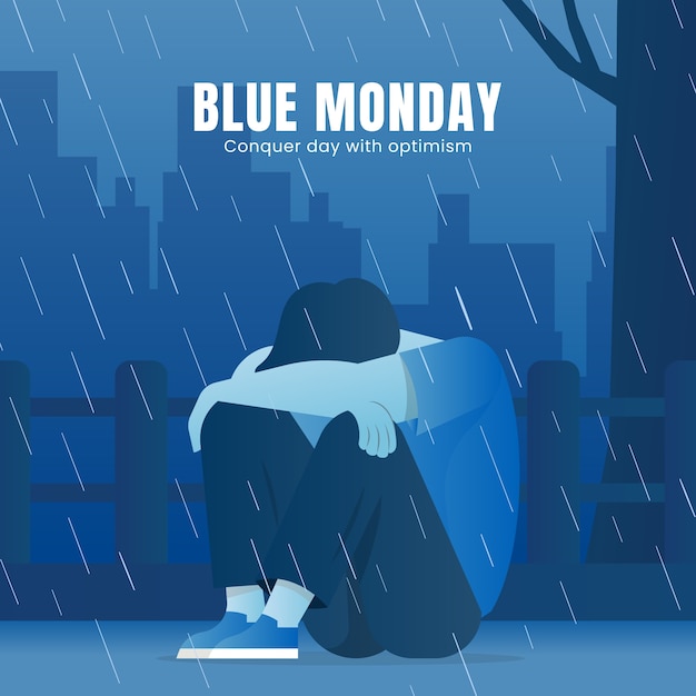 Free vector gradient blue monday illustration