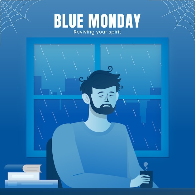 Free vector gradient blue monday illustration