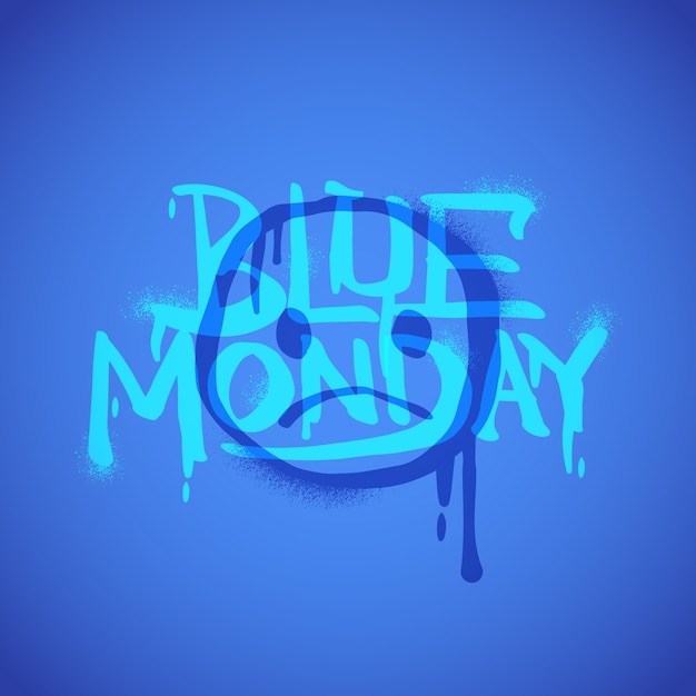 Бесплатное векторное изображение Градиентная синяя иллюстрация текста понедельника