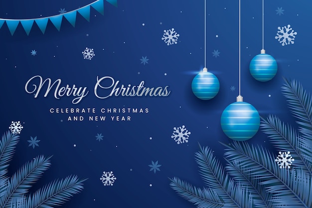 Free vector gradient blue and silver christmas background