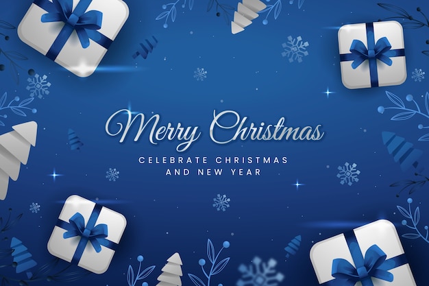 Gradient blue and silver christmas background