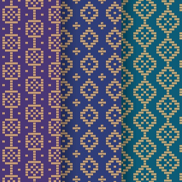 Gradient blue songket pattern collection