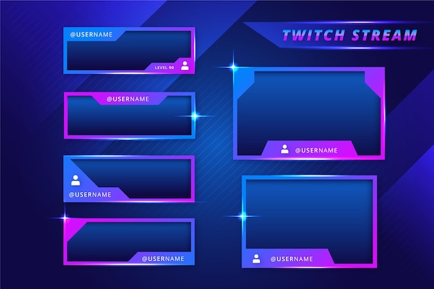 Free vector gradient blue and violet twitch stream panels