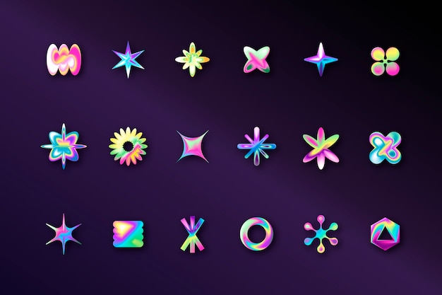 Free vector gradient blurred y2k elements collection