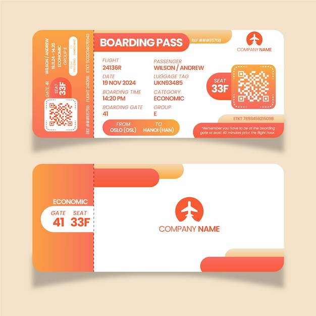 Free vector gradient boarding pass template