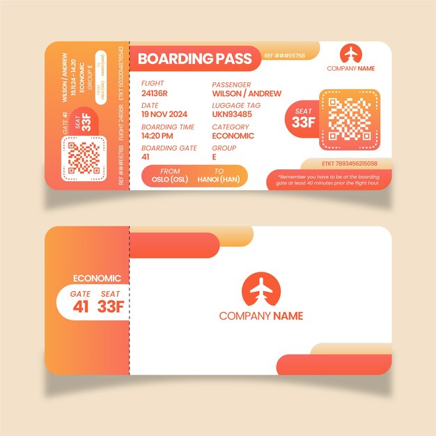 Gradient boarding pass template