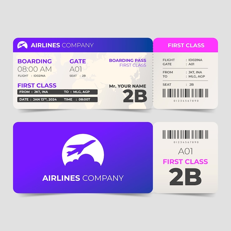 Free Vector gradient boarding pass template
