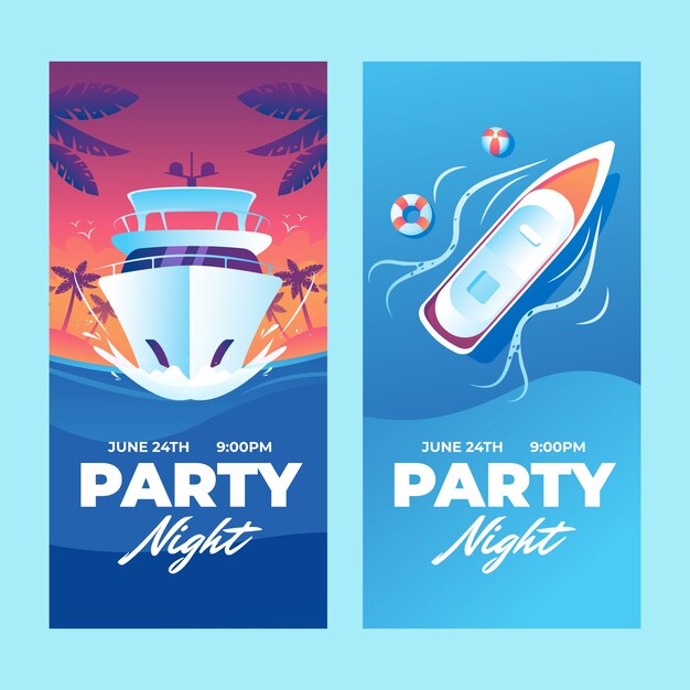 Free vector gradient boat party banner vertical