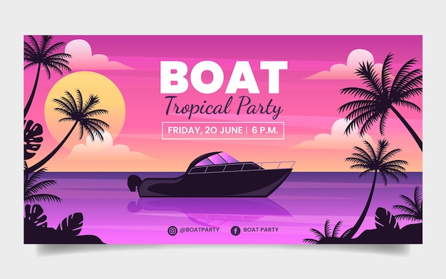 Gradient boat party facebook post