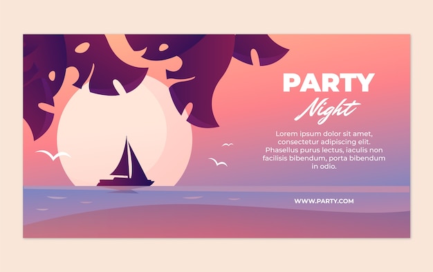 Free vector gradient boat party facebook post