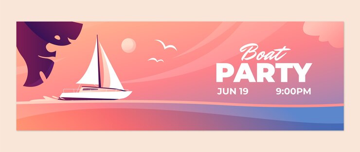 Free Vector gradient boat party twitter header