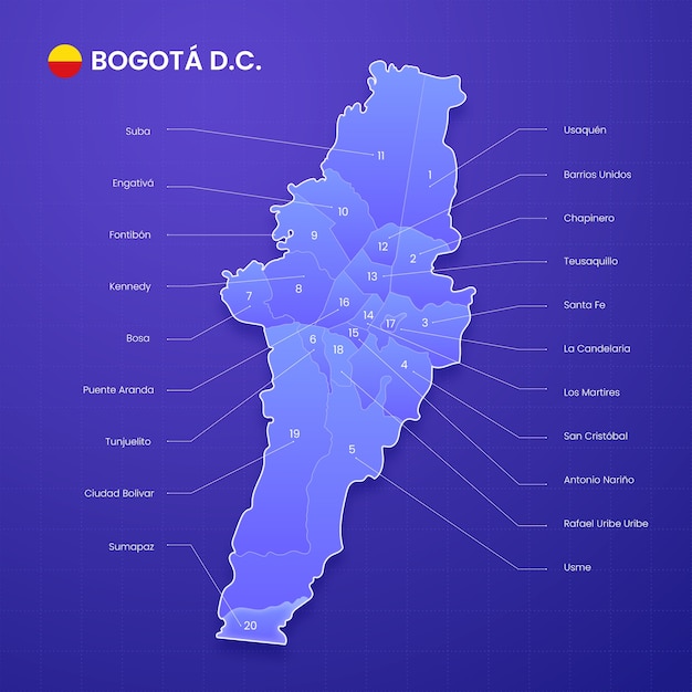 그라데이션 보고타 지도 infographic