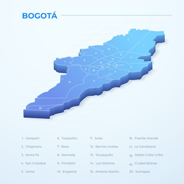 Gradient bogota map infographic