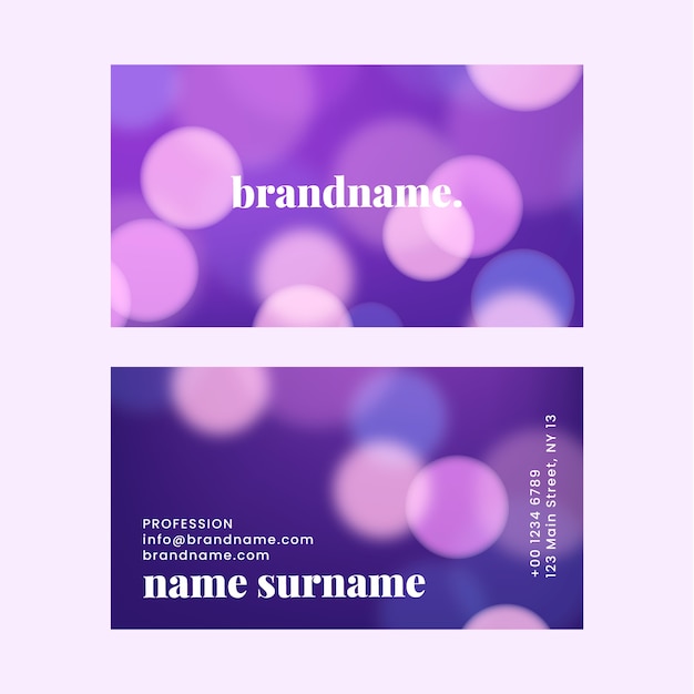 Free vector gradient bokeh business card design