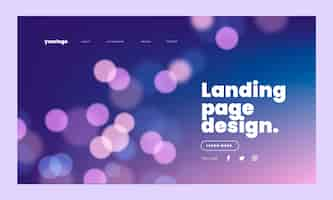 Free vector gradient bokeh landing page design