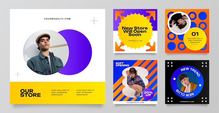 Free Vector gradient bold graphics instagram template