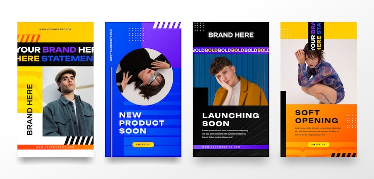 Free Vector gradient bold graphics instagram template