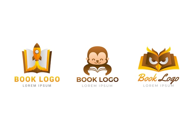 Free vector gradient book logo template in brown tones