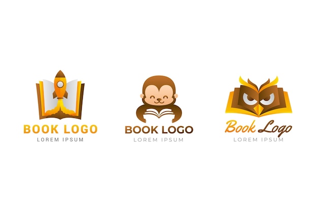 Gradient book logo template in brown tones