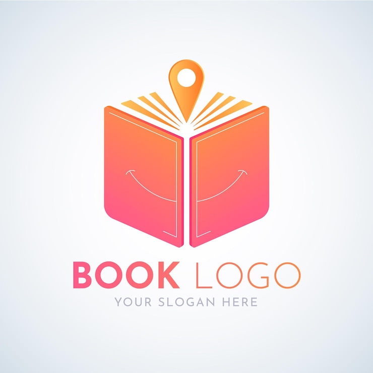 Free Vector gradient book logo template with slogan