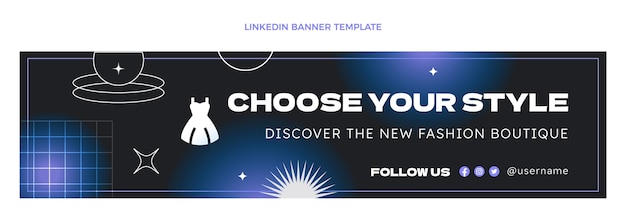 Free vector gradient boutique linkedin banner template