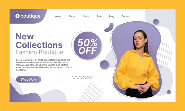 Free vector gradient boutique template landing page