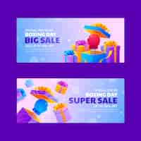 Free vector gradient boxing day horizontal banners set