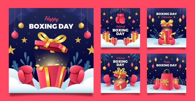 Gradient boxing day instagram posts collection