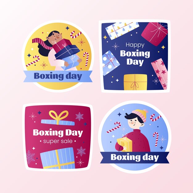 Gradient boxing day labels collection