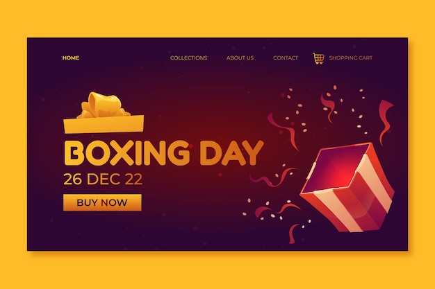 Free vector gradient boxing day landing page template