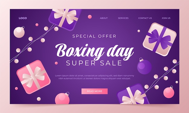 Gradient boxing day landing page template