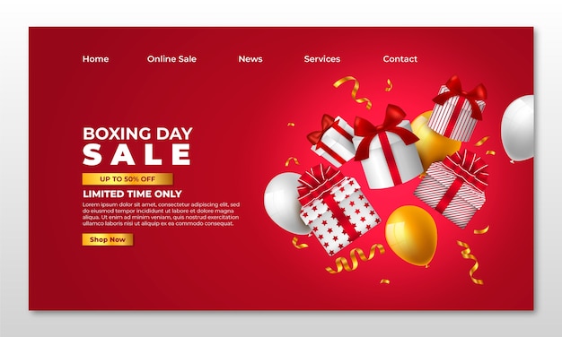 Gradient boxing day landing page template
