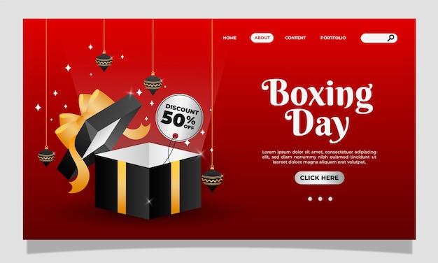 Free vector gradient boxing day landing page template