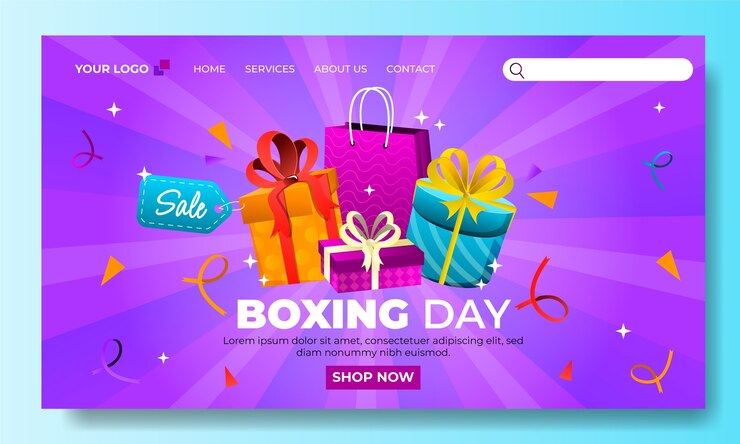Free Vector gradient boxing day landing page template
