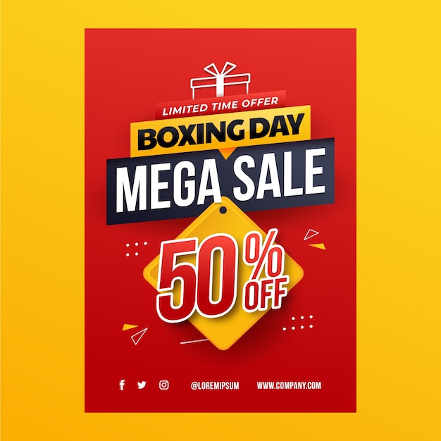 Бесплатное векторное изображение Градиентный день бокса распродажа и шопинг вертикальный шаблон плаката