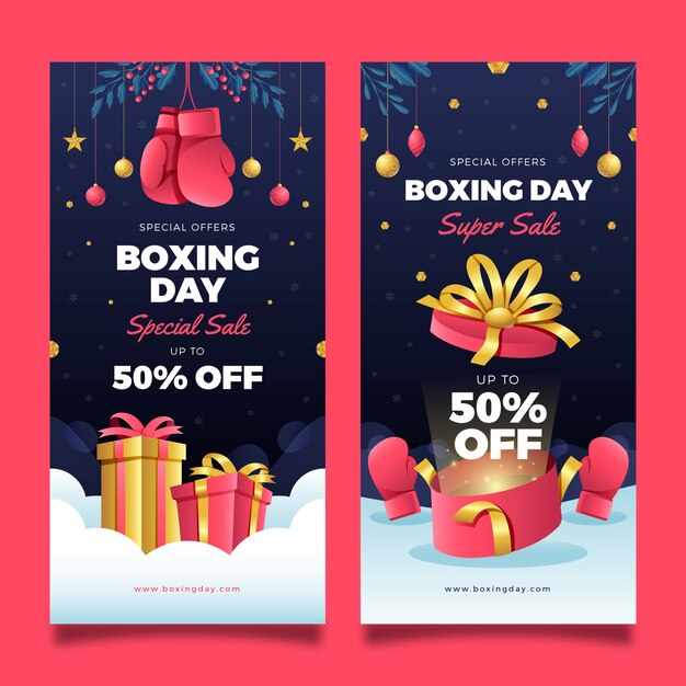 Free vector gradient boxing day sale banners set