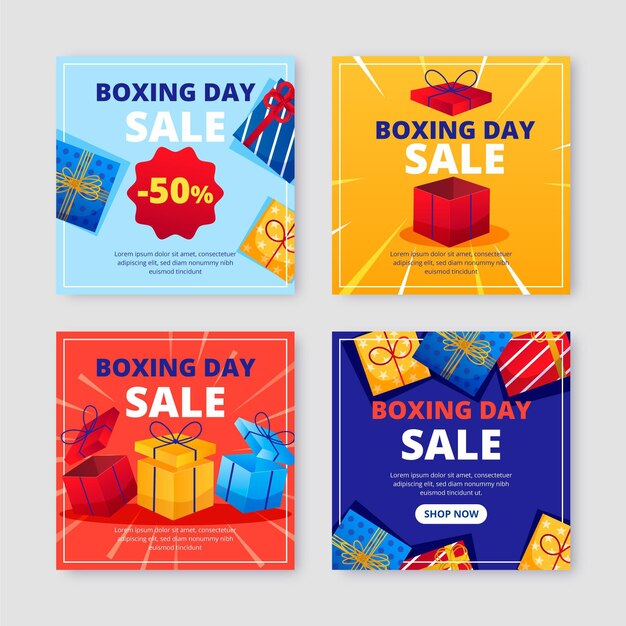 Gradient boxing day sale instagram posts collection