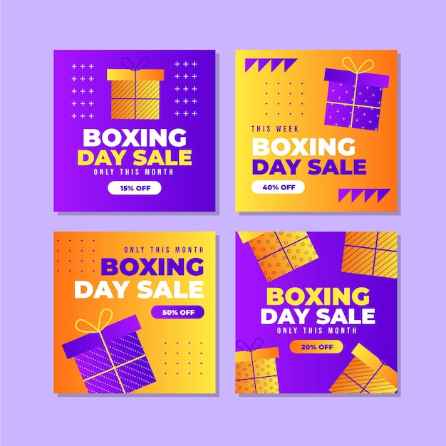 Gradient boxing day sale instagram posts collection