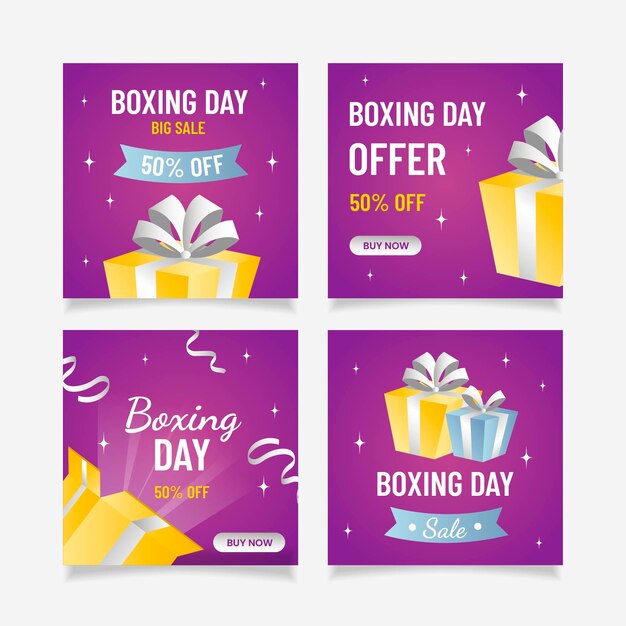 Free vector gradient boxing day sale instagram posts collection