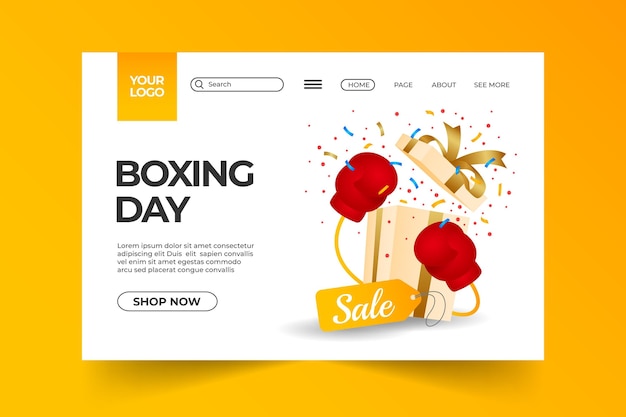 Gradient boxing day sale landing page template