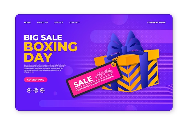 Free vector gradient boxing day sale landing page template