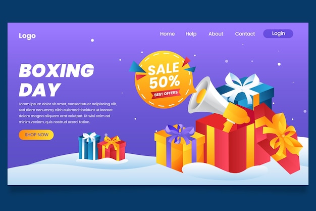 Free vector gradient boxing day sale landing page template